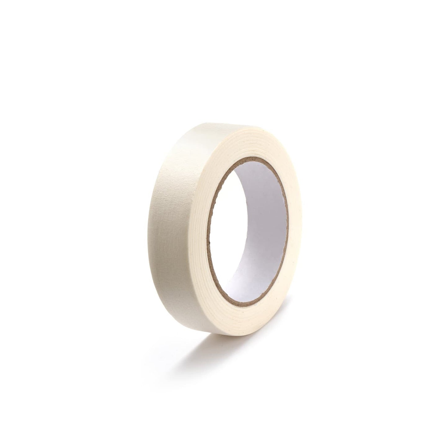 Roll of light beige crepe masking tape for industrial painting and general purpose masking applications.